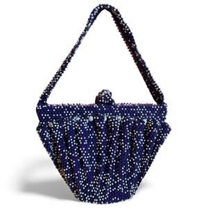 VTG Lumured USA Made Caviar Beadette Hand Shoulder Bag Purse Purple White Retro